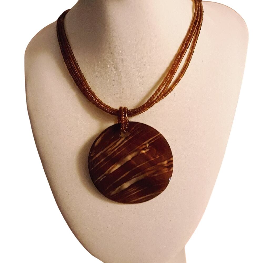 Hand Crafted Triple Strand Beaded Charm Necklace